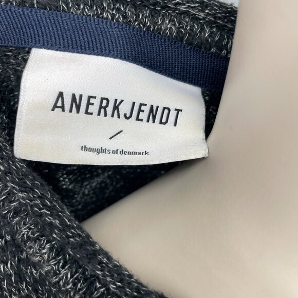 ANERKJENDT Signature Style Textured Knit Contemporary Cotton Grey Long Sweater M - Picture 8 of 9